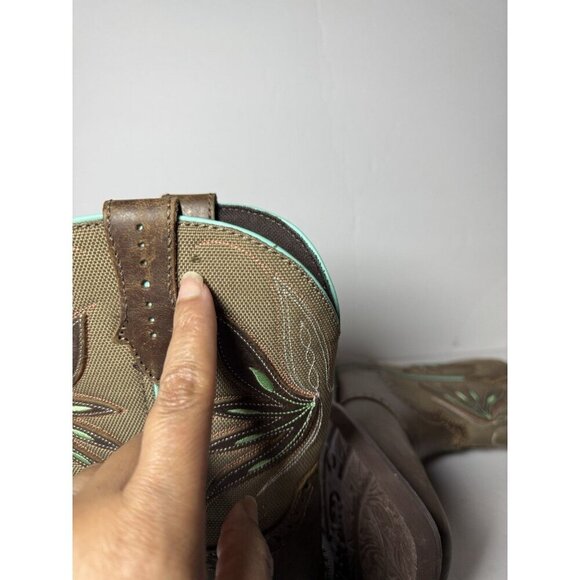 Justin Womens 8" Nettie Western Cowboy Brown Leather Boots Square Toe Sz 9B NEW - Picture 15 of 15